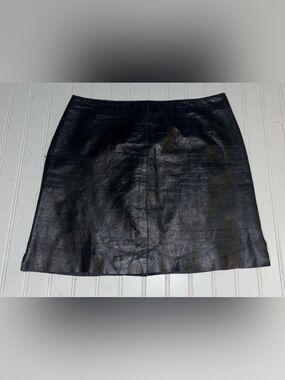 Vintage Kenneth Cole New York Black Leather Mini Skirt Women’s 8